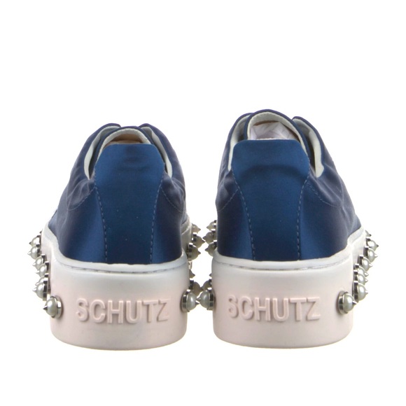 NIB - SCHUTZ - LUMARA Satin & Pearl Embellished Sneakers in Dress Blue - Picture 4 of 4